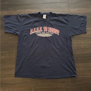 Y2K DARE To Resist Drugs & Violence Navy Blue Tshirt Size XL